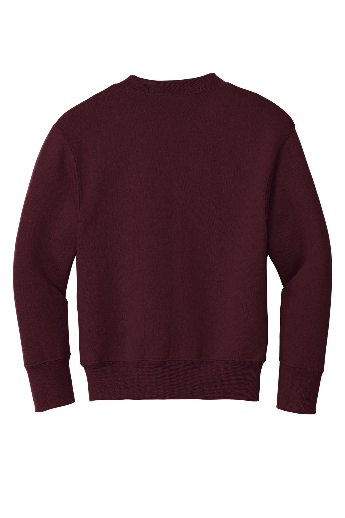 Rear View of Maroon Port & Company Youth Core Fleece Crewneck Sweatshirt. PC90Y
