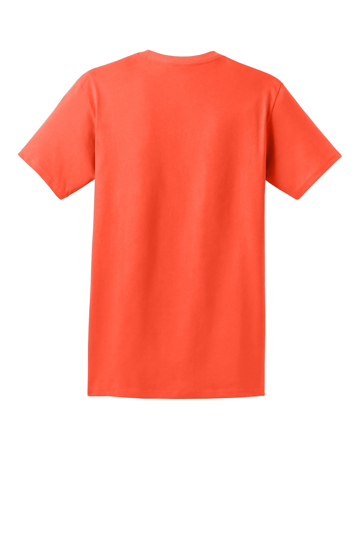 Rear View of Orange Hanes - Authentic 100% Cotton T-Shirt with Pocket. 5590