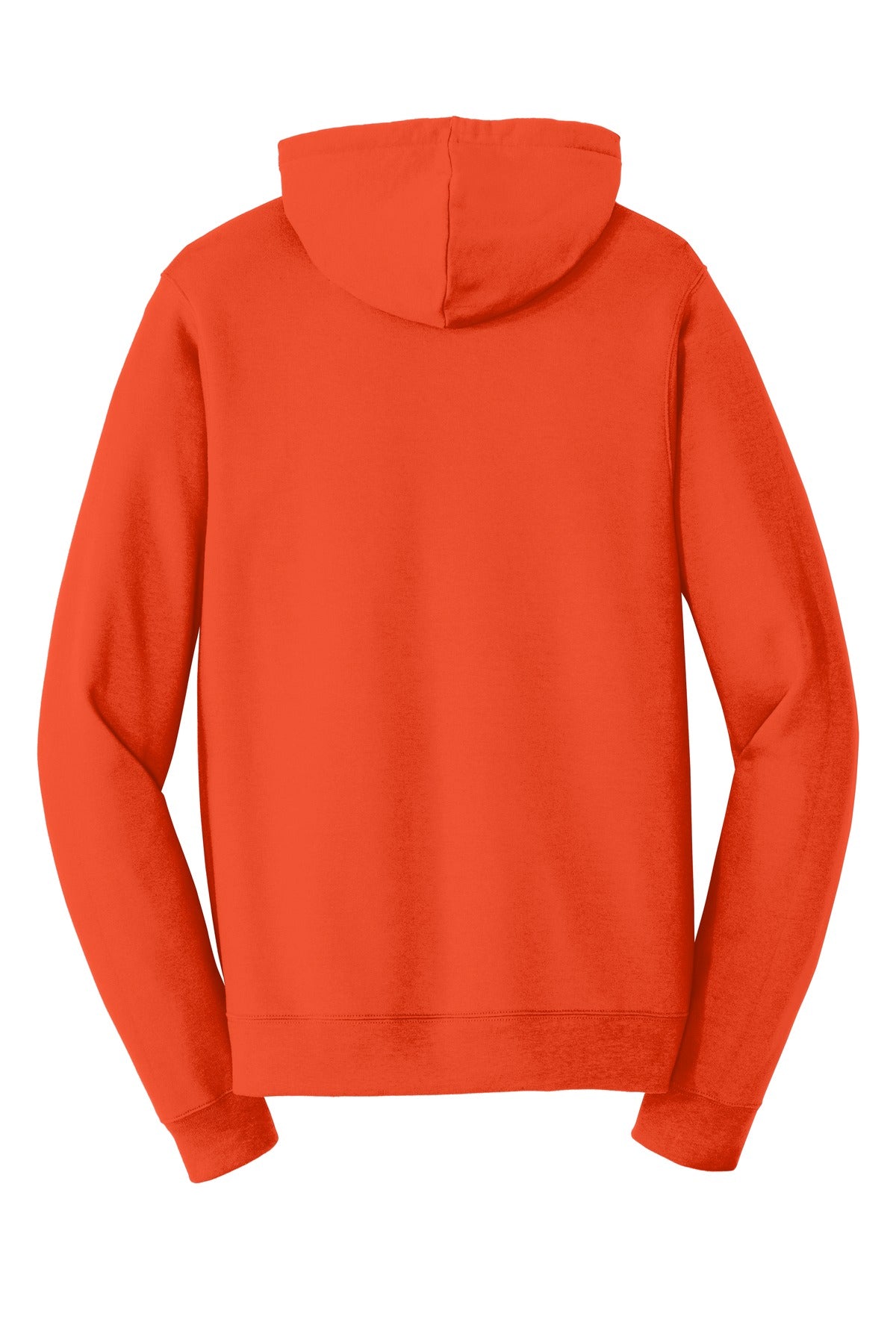 Rear View of Orange Port & Company Fan Favorite Fleece Full-Zip Hooded Sweatshirt. PC850ZH