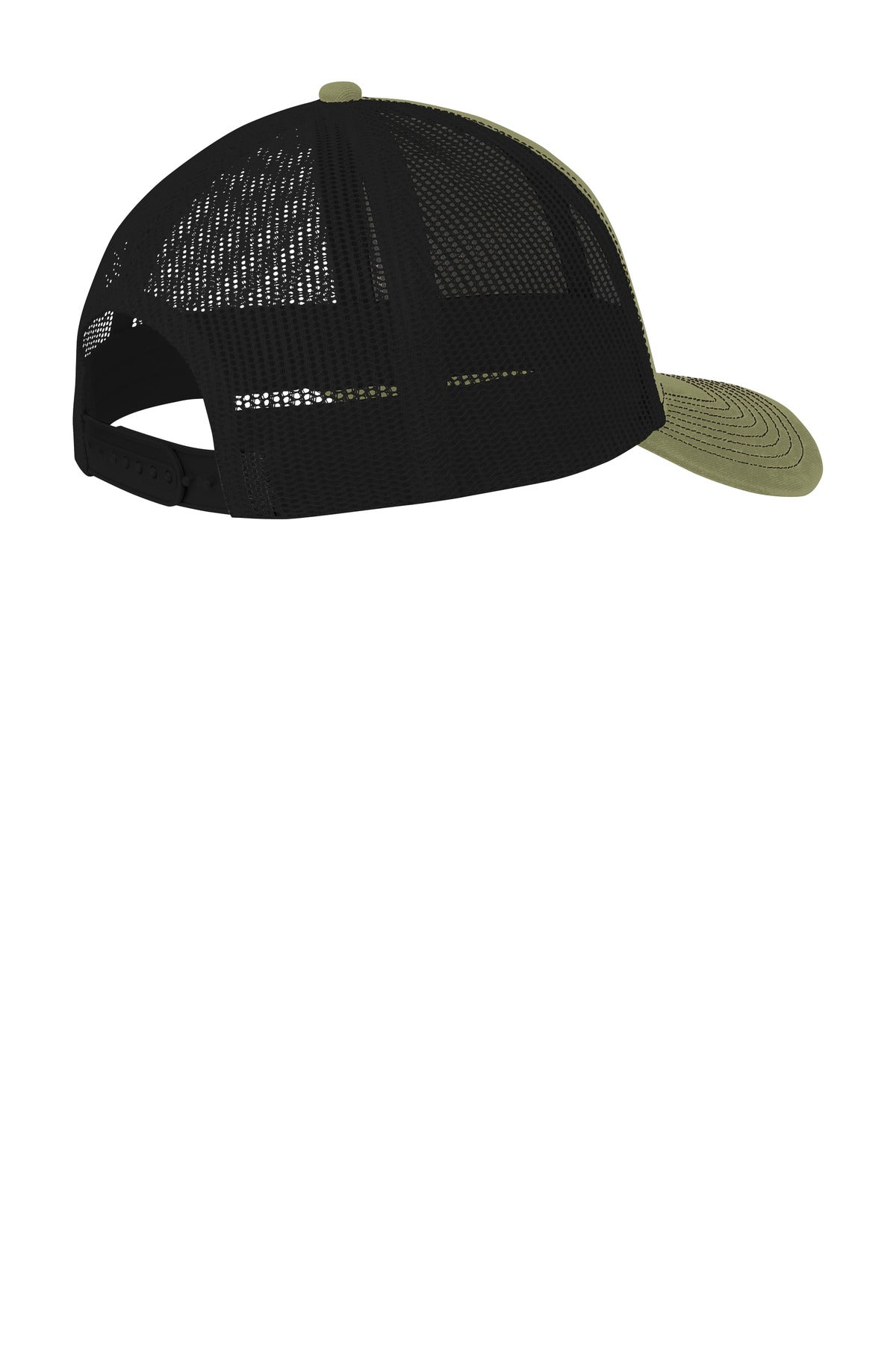 Rear View of OvDrbGn/Bk Port Authority Snapback Trucker Cap. C112