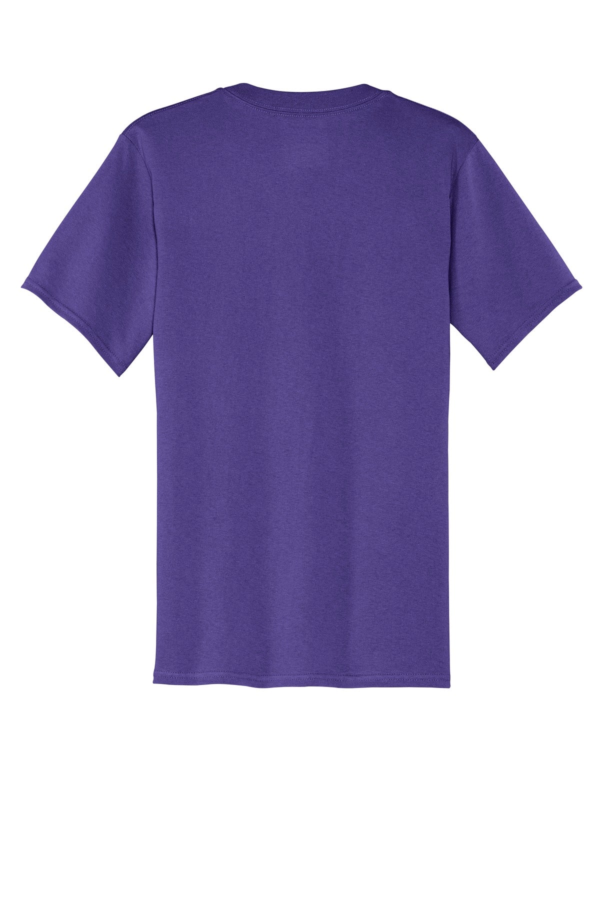 Rear View of Purple Port & Company Core Cotton Pocket Tee. PC54P