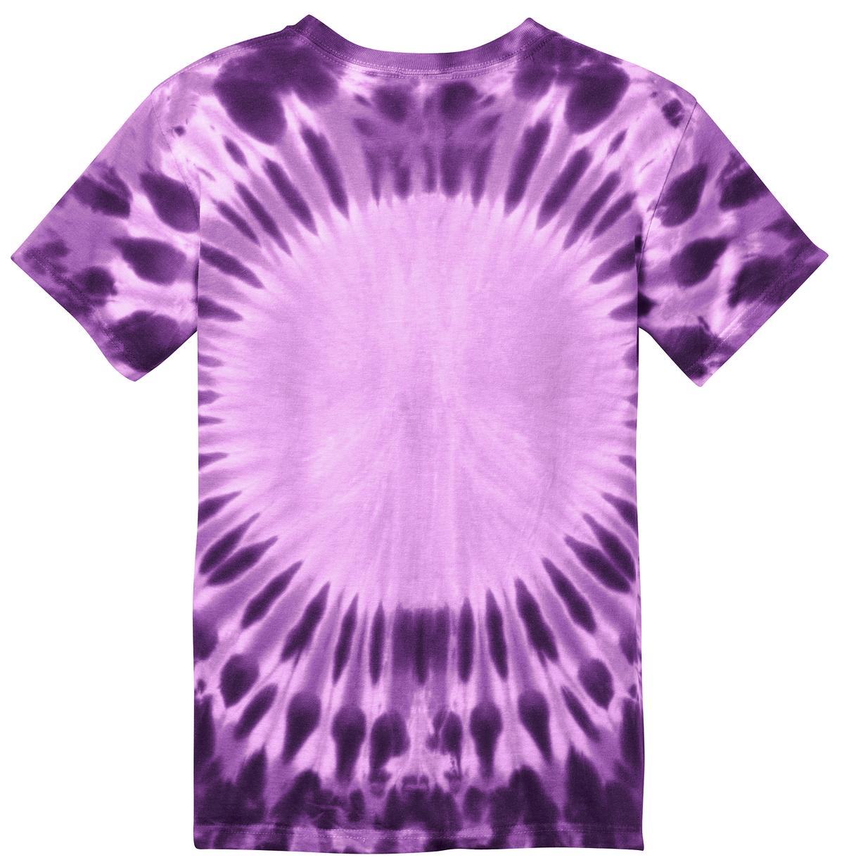 Rear View of Purple Port & Company - Youth Window Tie-Dye Tee. PC149Y