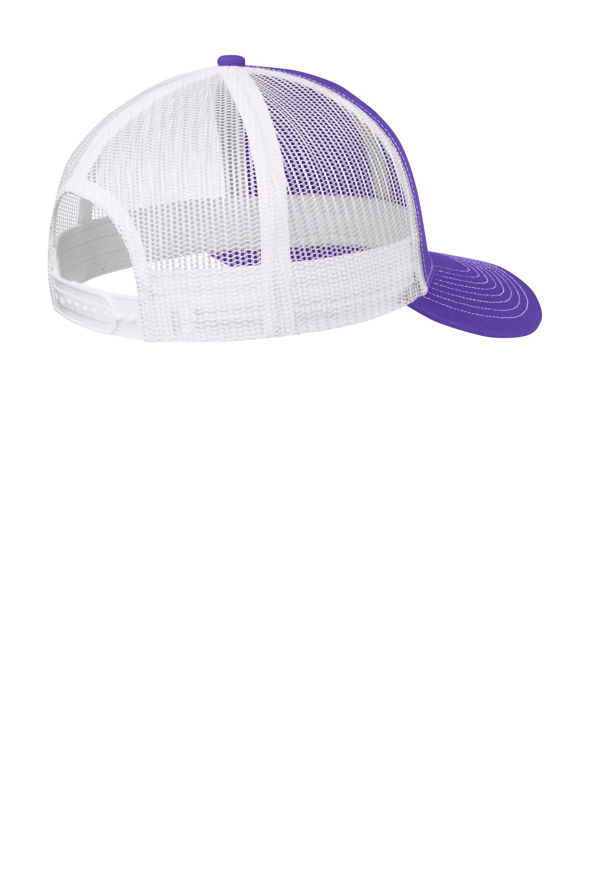 Rear View of Purple/Wh Port Authority Snapback Trucker Cap. C112