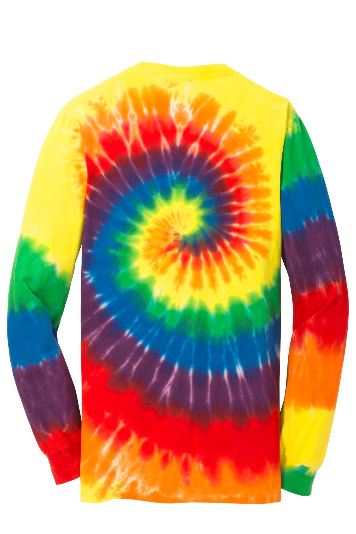 Rear View of Rainbow Port & Company Tie-Dye Long Sleeve Tee. PC147LS