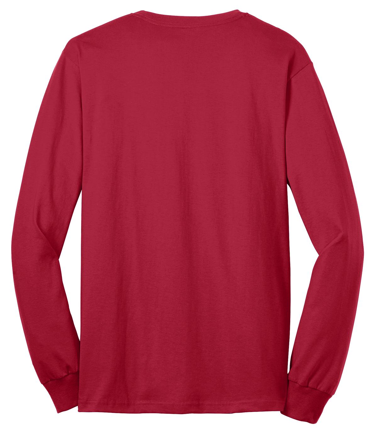 Rear View of Red Port & Company Tall Long Sleeve Core Blend Tee. PC55LST
