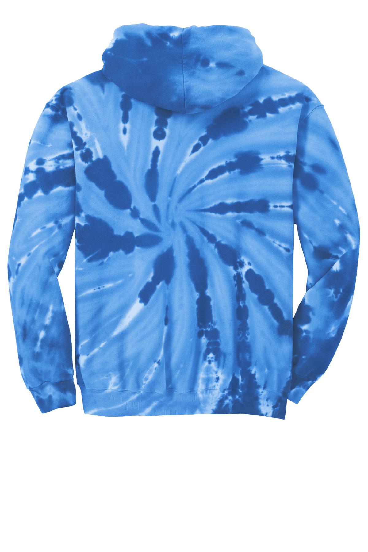 Rear View of Royal Port & Company Tie-Dye Pullover Hooded Sweatshirt. PC146