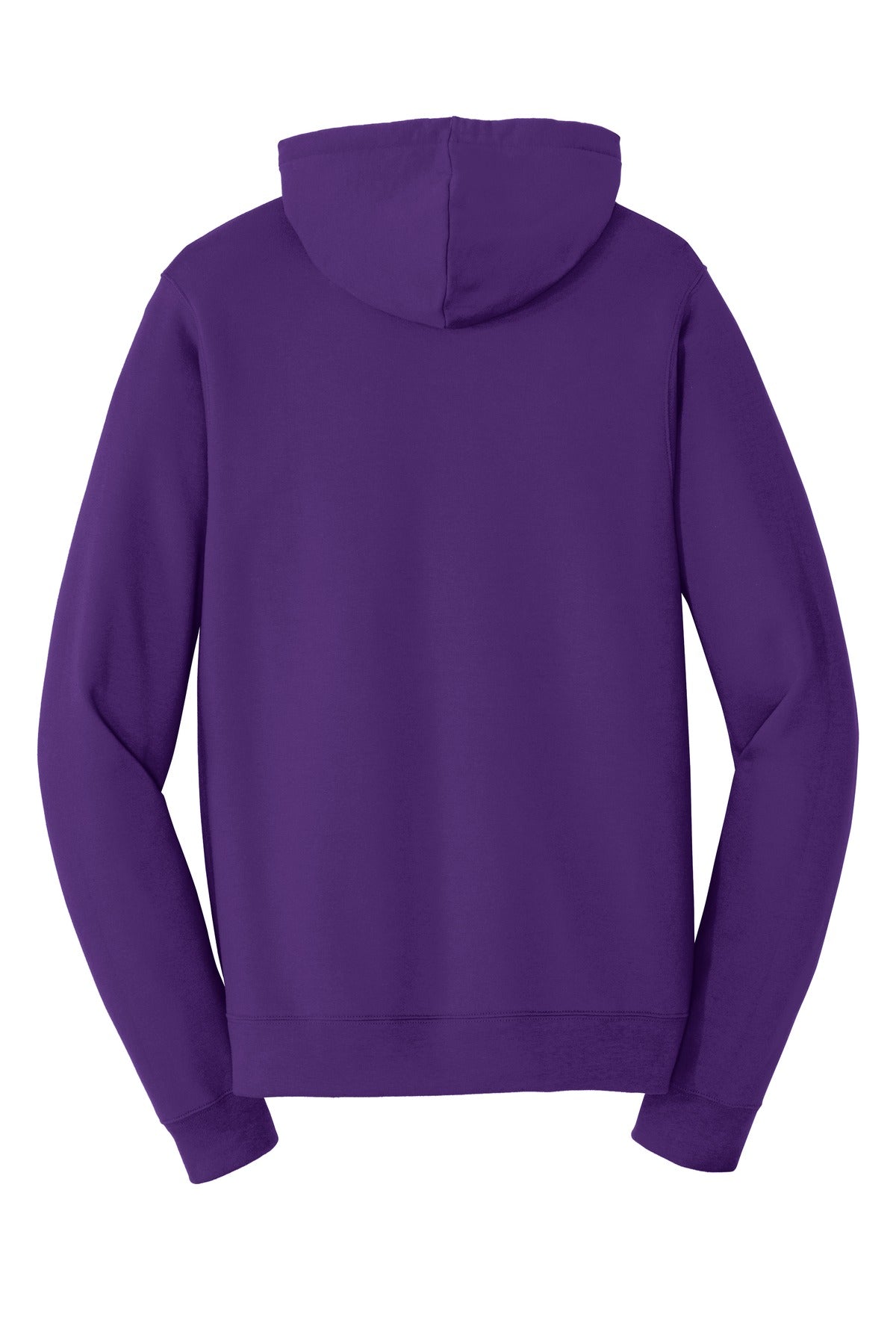 Rear View of Team Purple Port & Company Fan Favorite Fleece Pullover Hooded Sweatshirt. PC850H