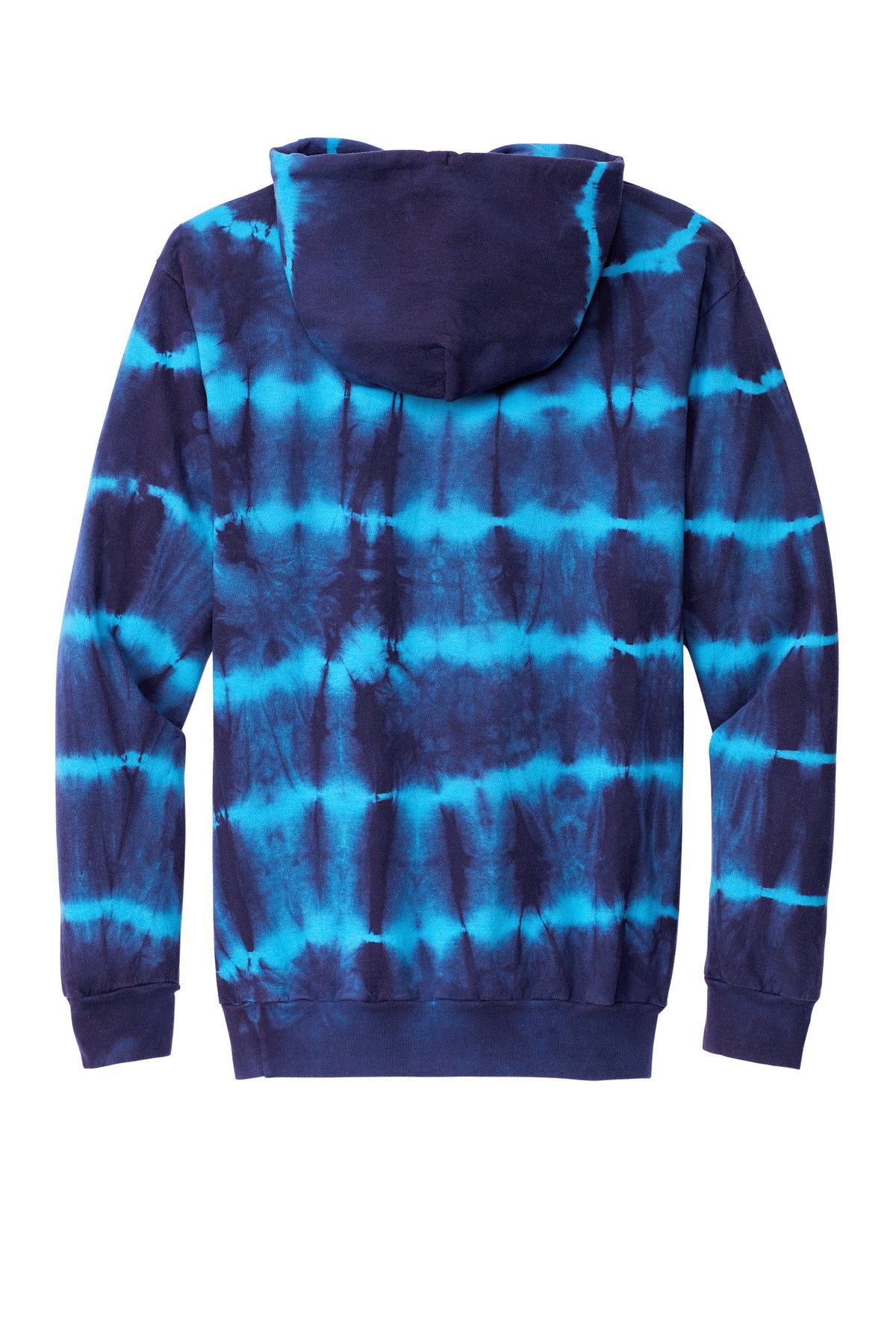 Rear View of Turq/TmNvy Port & Company Allover Stripe Tie-Dye Fleece PC143