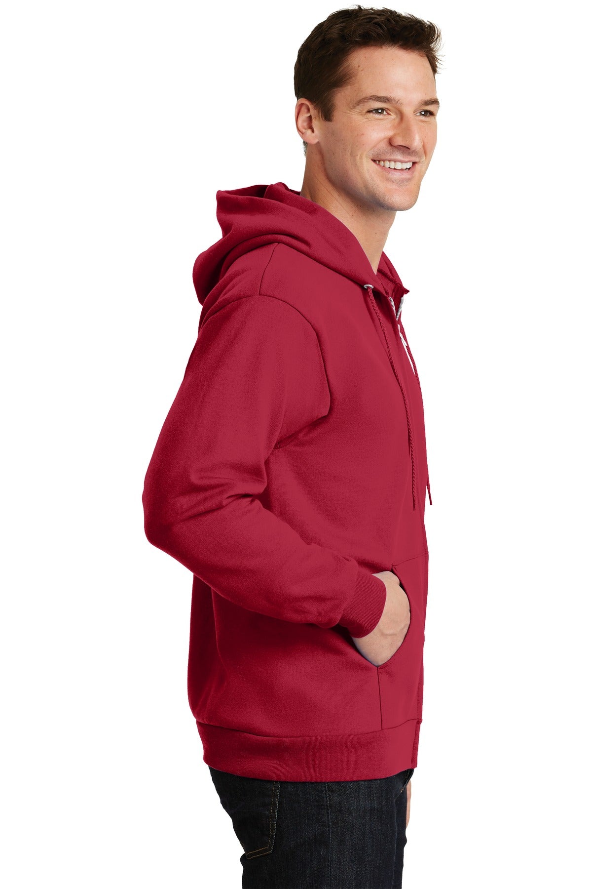 Red Port & Company Essential Fleece Full-Zip Hooded Sweatshirt. PC90ZH