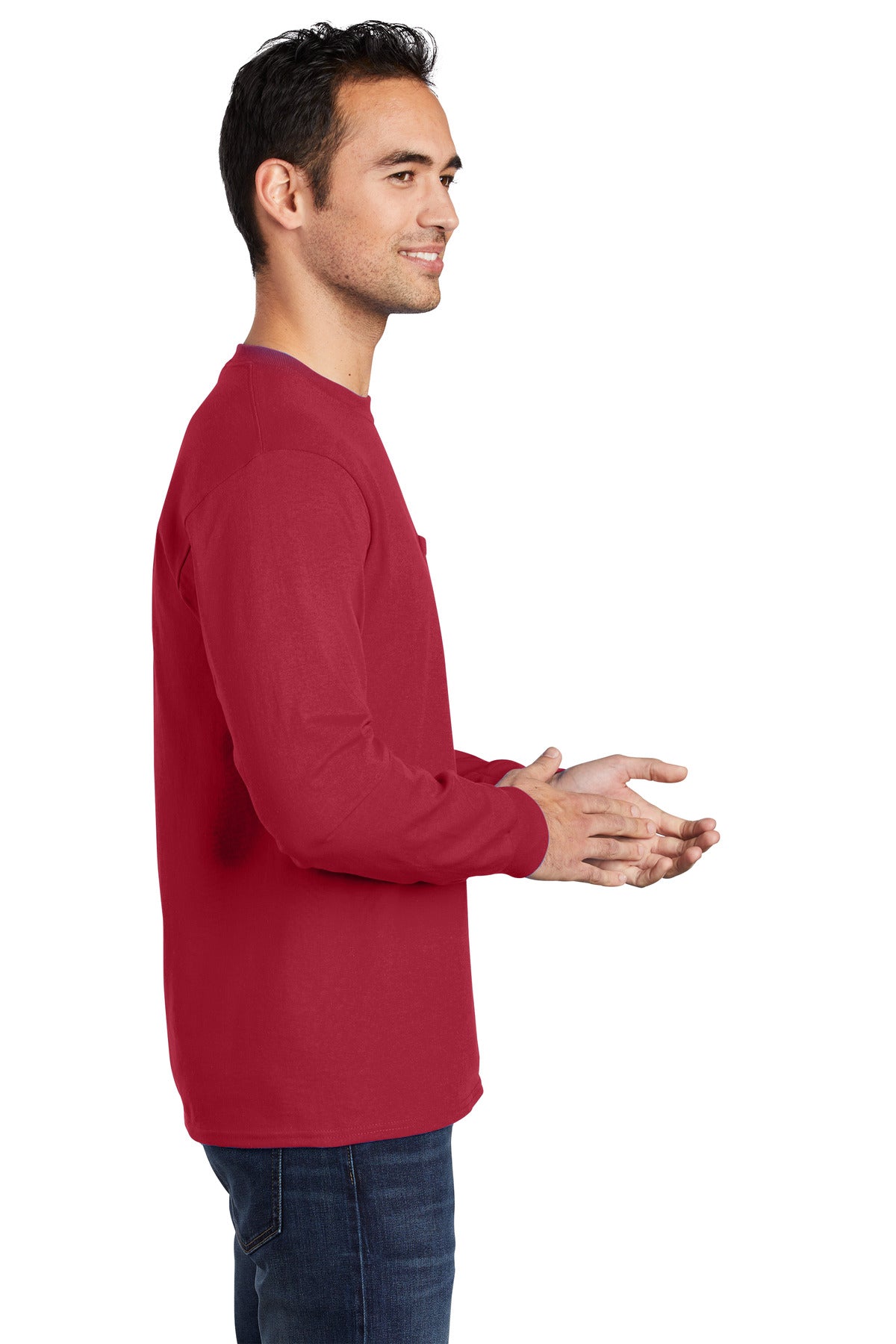 Red Port & Company Long Sleeve Essential Pocket Tee. PC61LSP