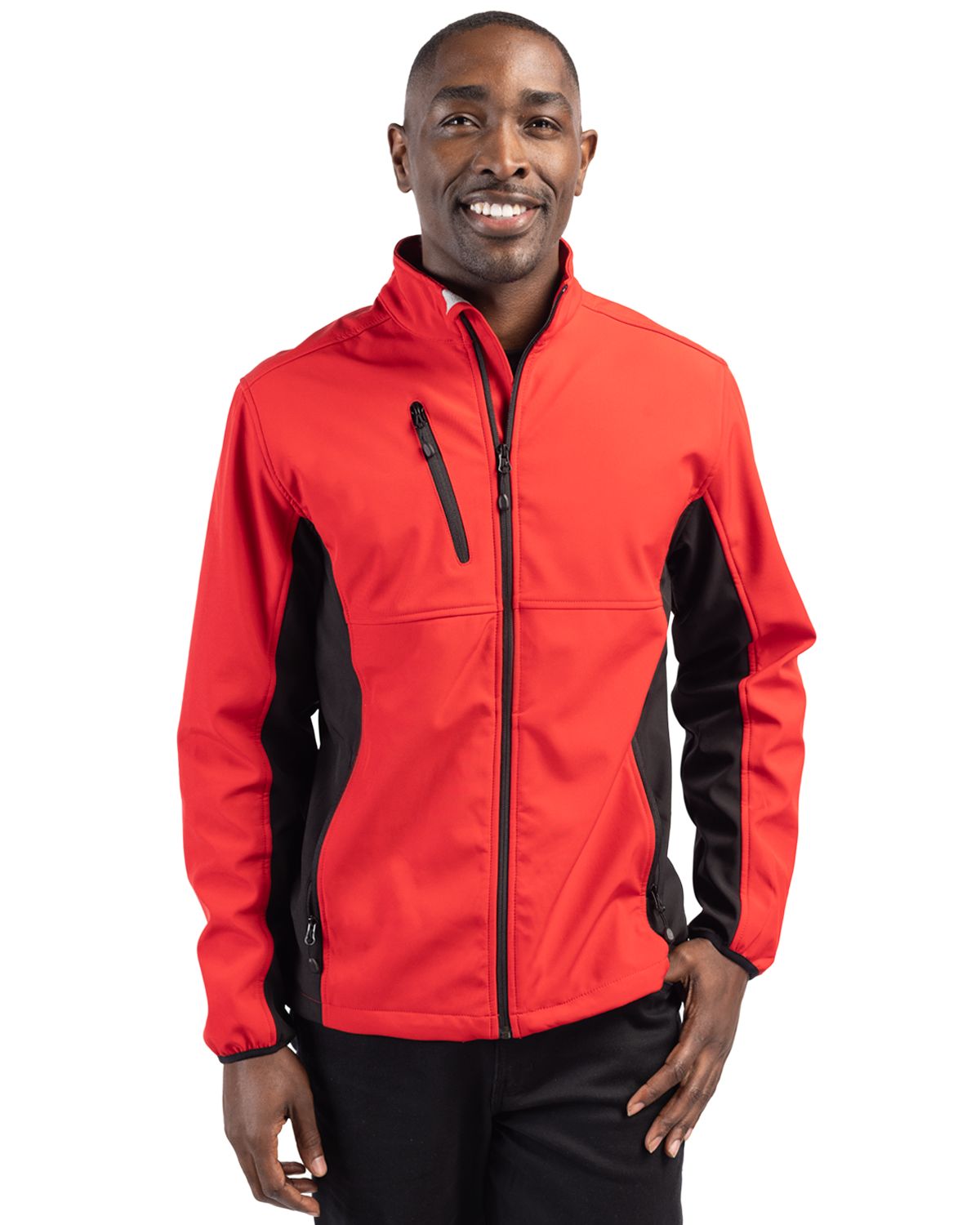 Red/Black Clique Narvik Eco Stretch Softshell Full Zip Mens Jacket - S