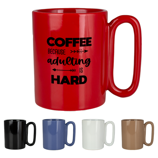 Black Retro 11 Oz Ceramic Mug With Large Handle