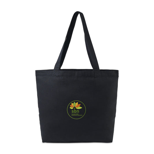 Black AWARE™ Recycled Cotton Shopper Tote with Interior Zip Pocket
