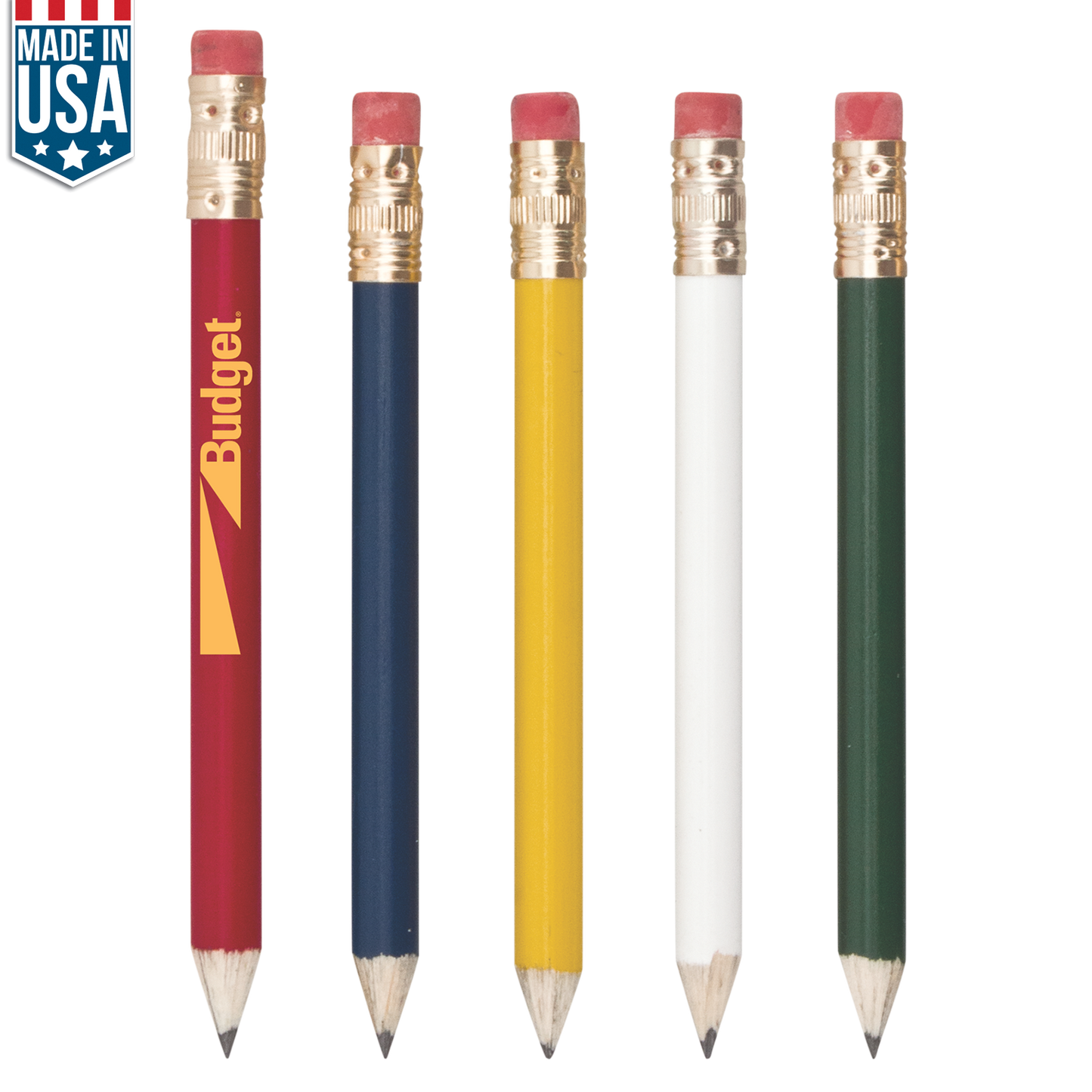 Blue Round Wooden Golf Pencil With Eraser