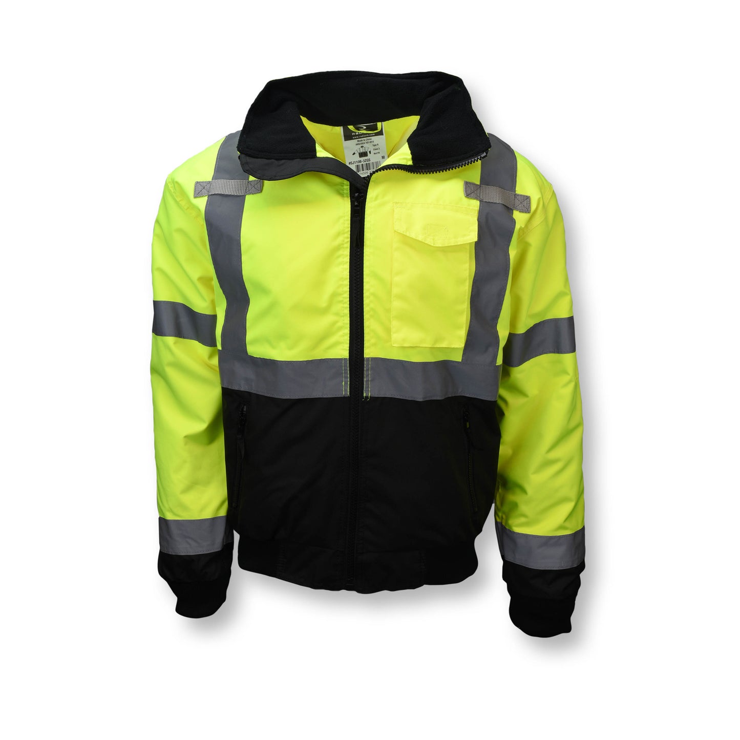 SJ110B Class 3 Two-in-One High Visibility Bomber Safety Jacket - Green/Black Bottom - Size 2X