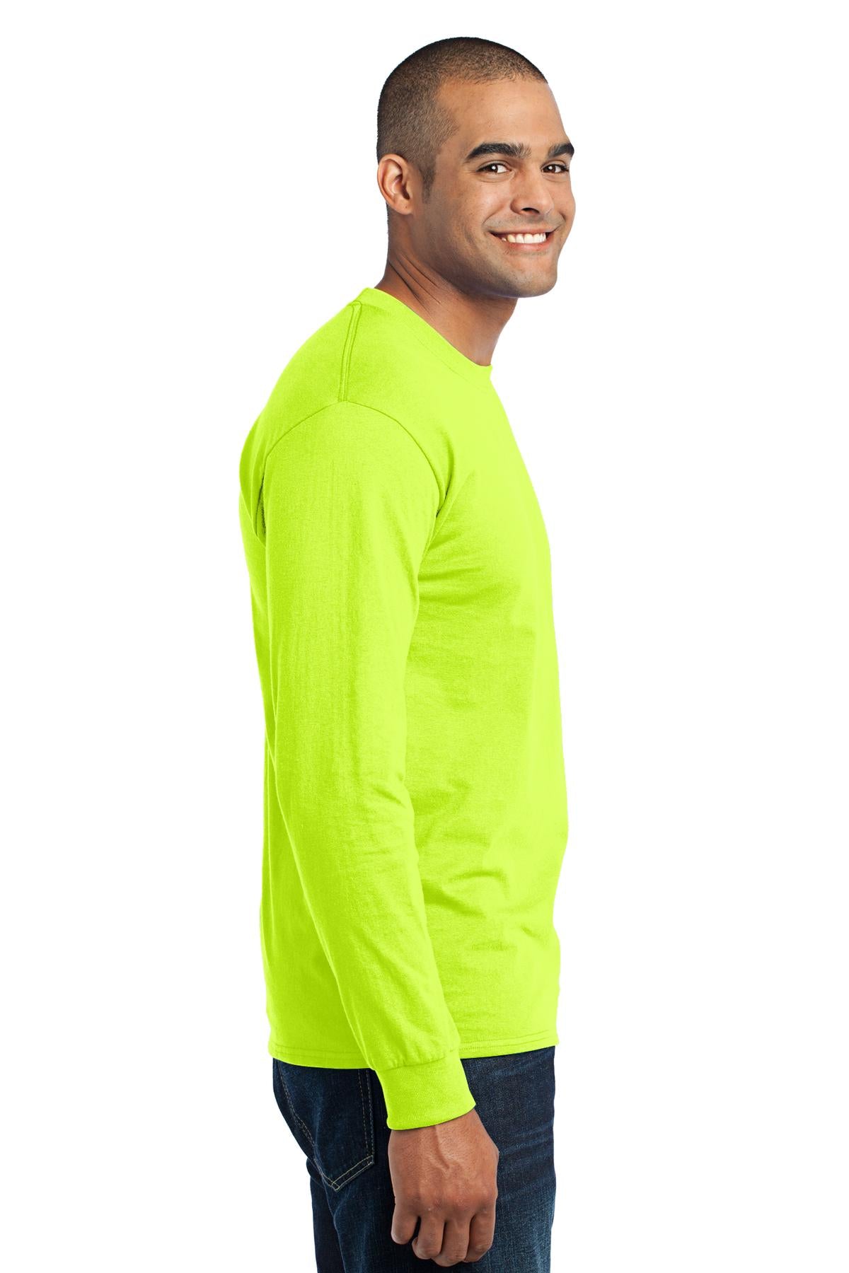 Safety Green Port & Company Tall Long Sleeve Core Blend Tee. PC55LST