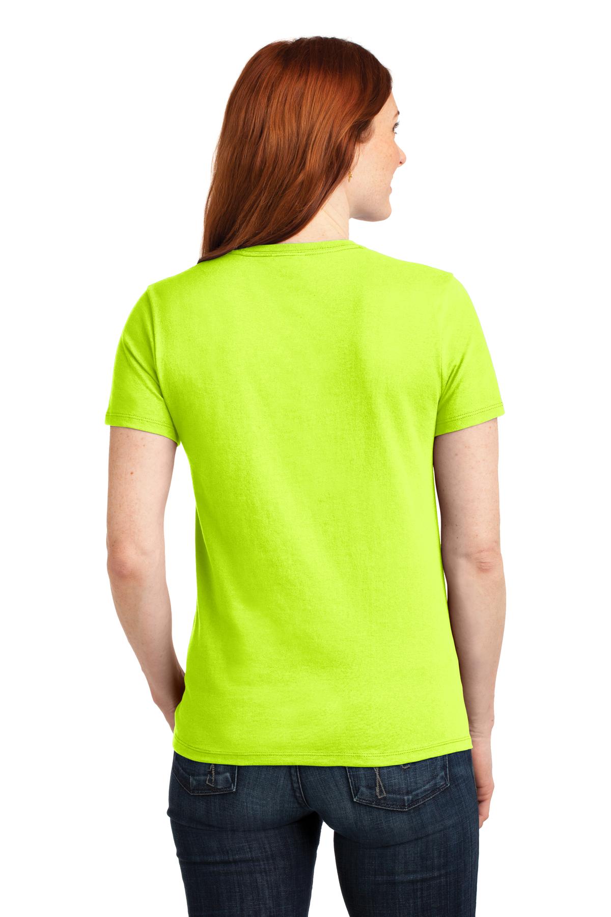 Safety Green Port & Company Women's Core Blend Tee. LPC55