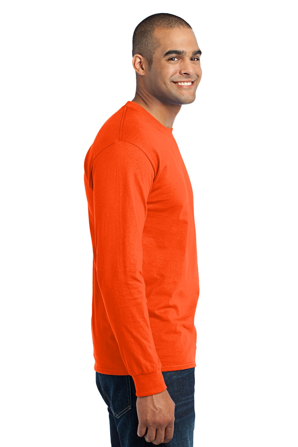 Safety Orange Port & Company Tall Long Sleeve Core Blend Tee. PC55LST