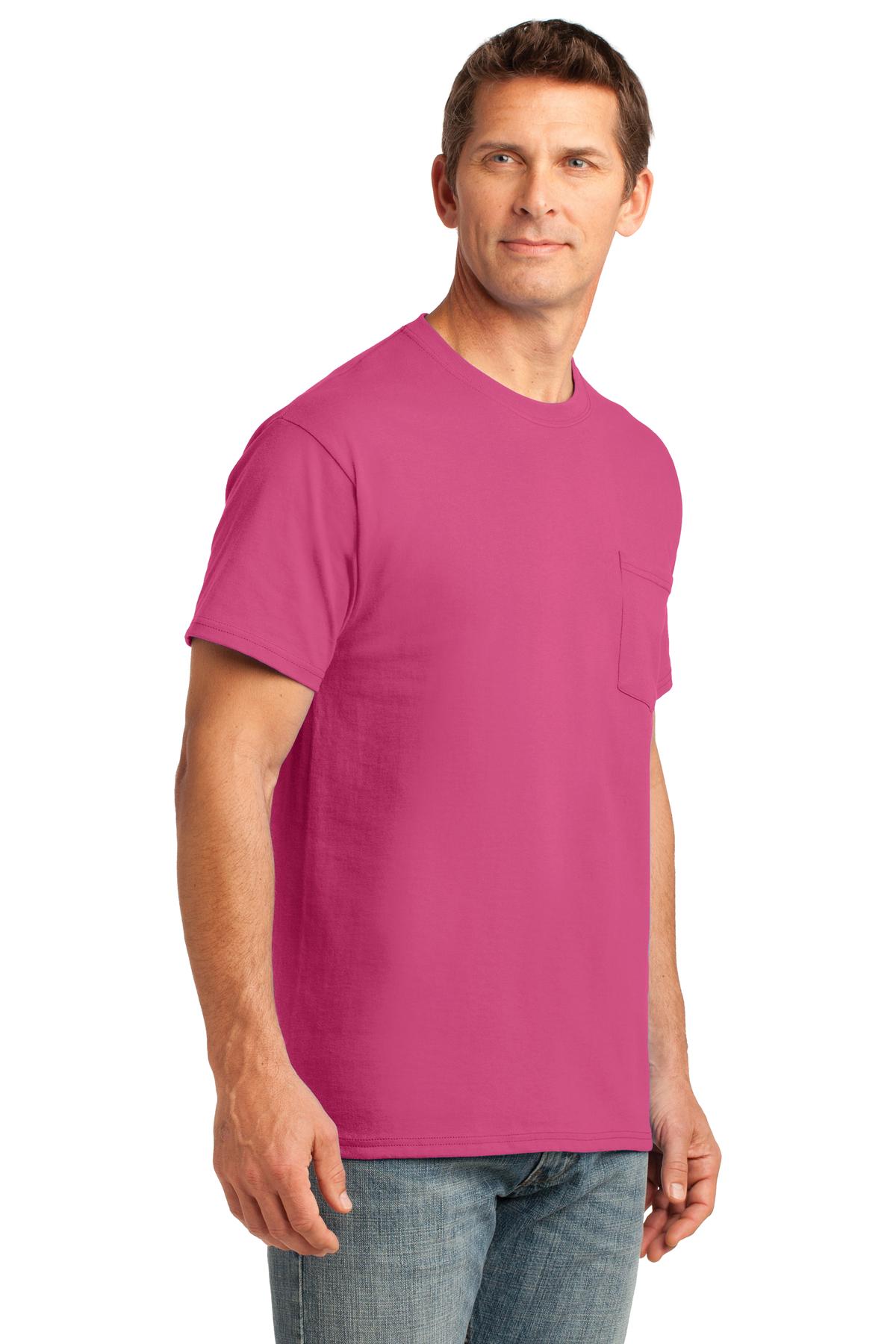 Sangria Port & Company Core Cotton Pocket Tee. PC54P