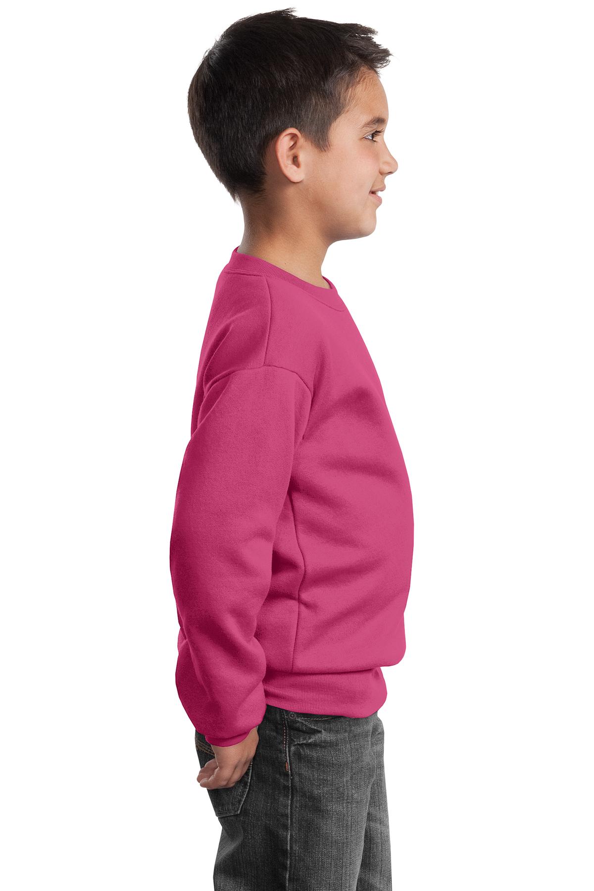 Sangria Port & Company Youth Core Fleece Crewneck Sweatshirt. PC90Y