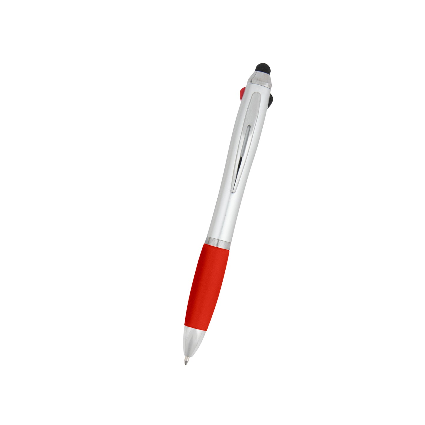 SILVER WITH RED 3-In-One Pen With Stylus grouped
