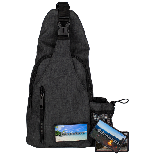 Black Sling Crossbody Bag with 3 patches
