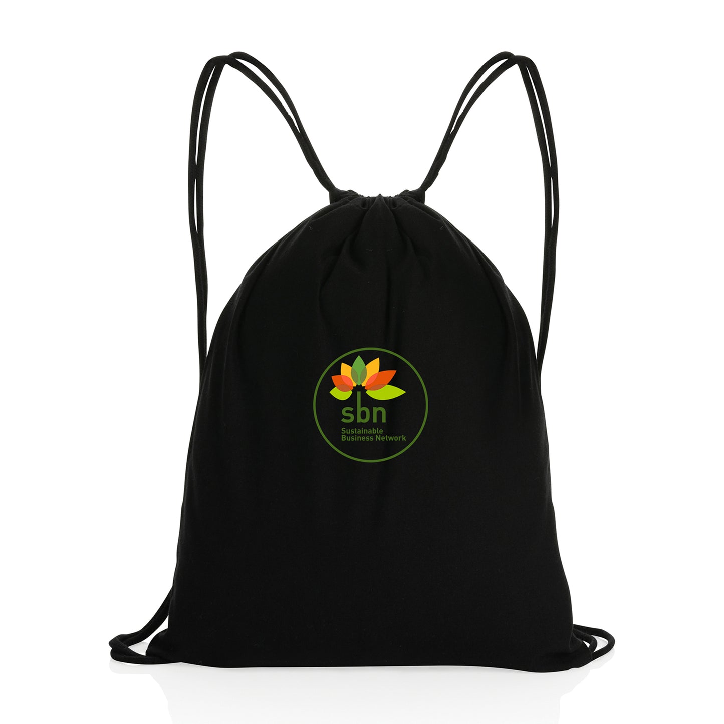 Black Impact AWARE™ Recycled Cotton Drawstring Backpack 145g
