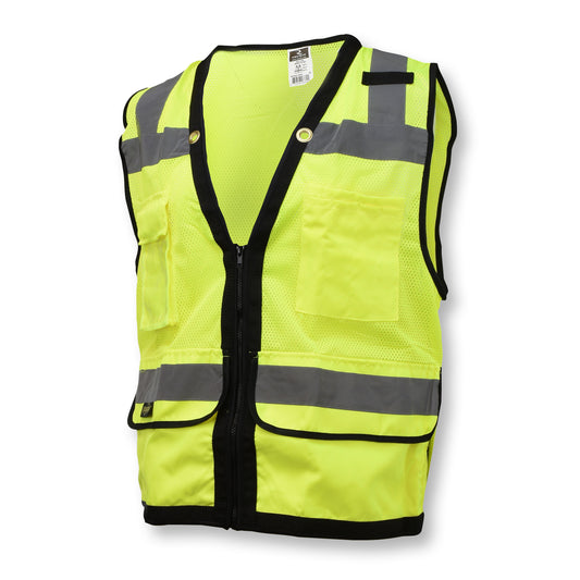 SV59Z Type R Class 2 Heavy Duty Mesh/Solid Surveyor Safety Vest - Green - Size XL