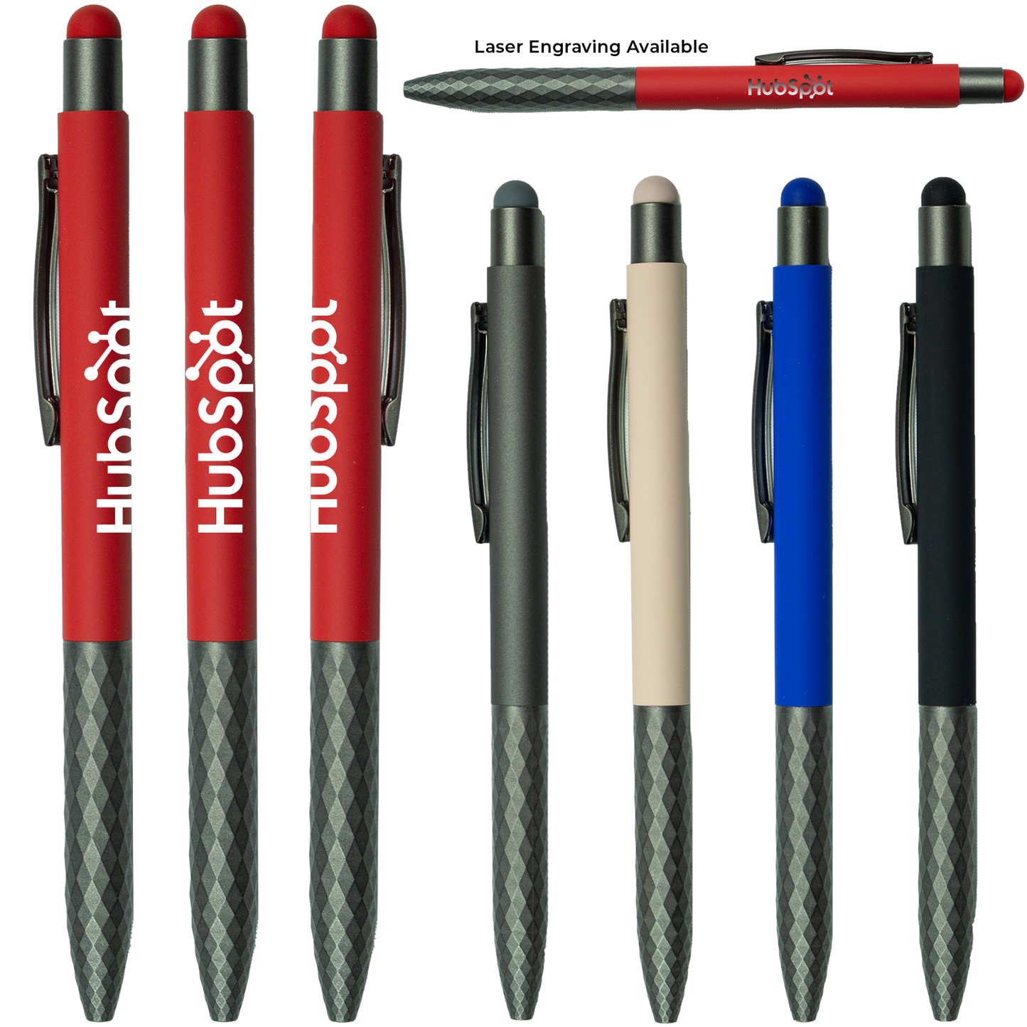 Black Soft Touch Aluminum Stylus Pen with Plastic Grip