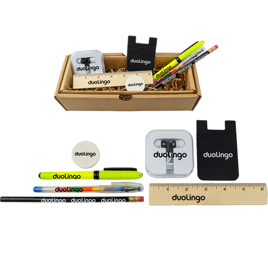 Student Essentials Kit with Earbuds, Pen Set & Smart Wallet