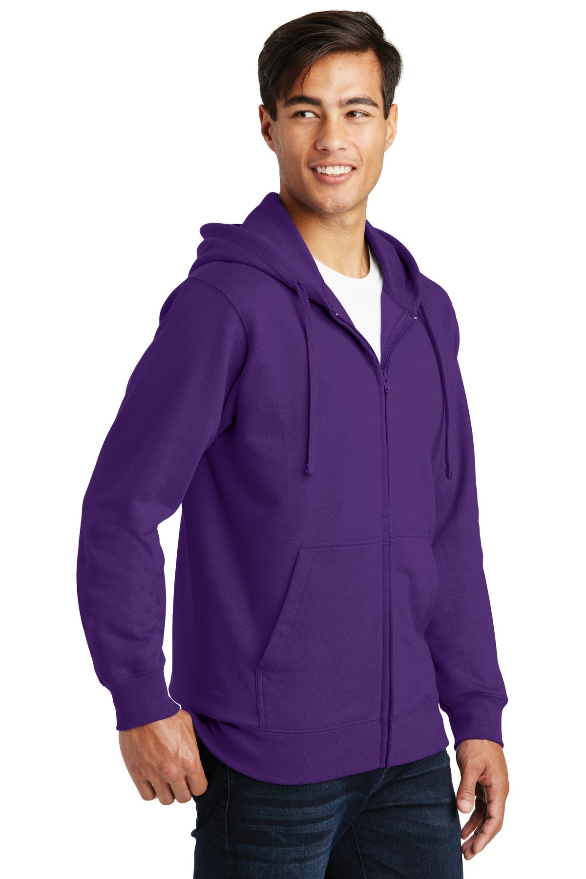 Team Purple Port & Company Fan Favorite Fleece Full-Zip Hooded Sweatshirt. PC850ZH