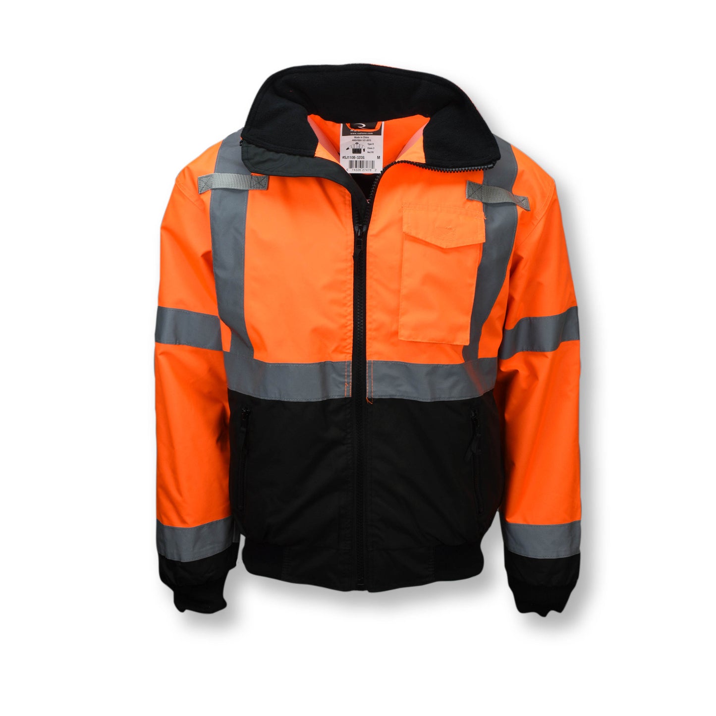 SJ110B Class 3 Two-in-One High Visibility Bomber Safety Jacket - Green/Black Bottom - Size 2X