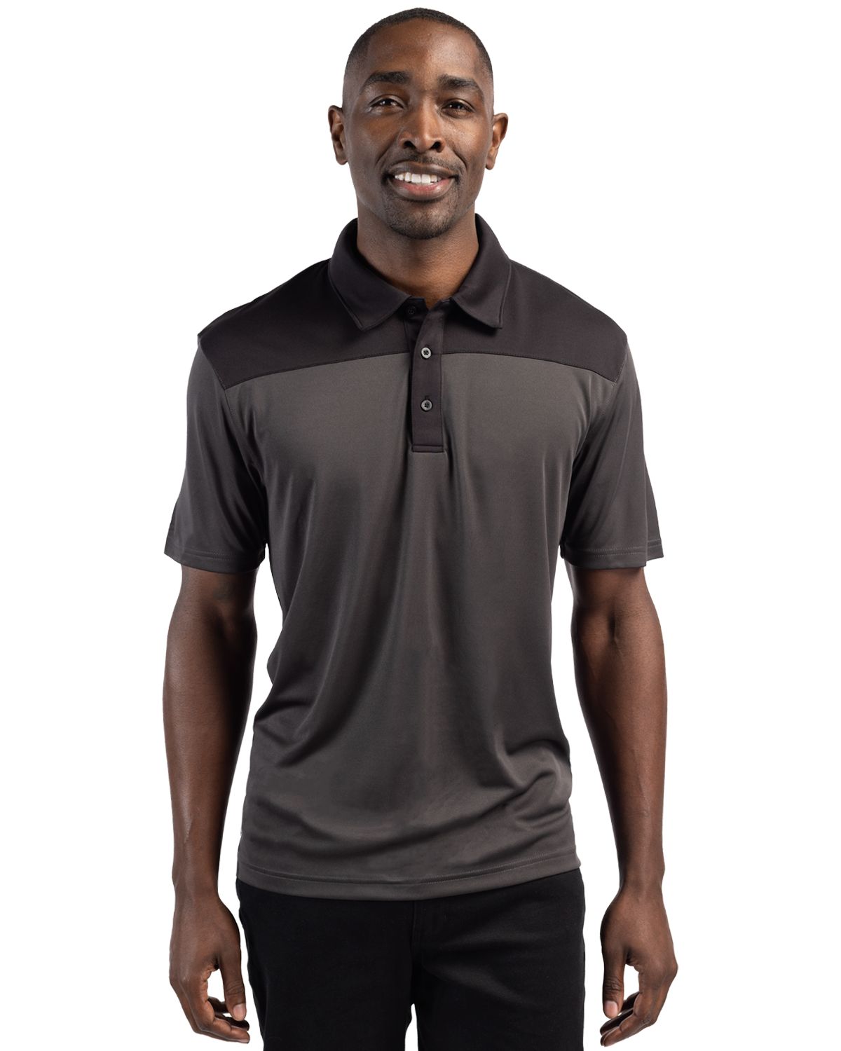 Titan/Black Clique Parma Colorblock Tech Jersey Mens Polo - S