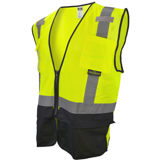 SV7B Type R Class 2 Black Bottom Surveyor Safety Vest - Green - Size S-M
