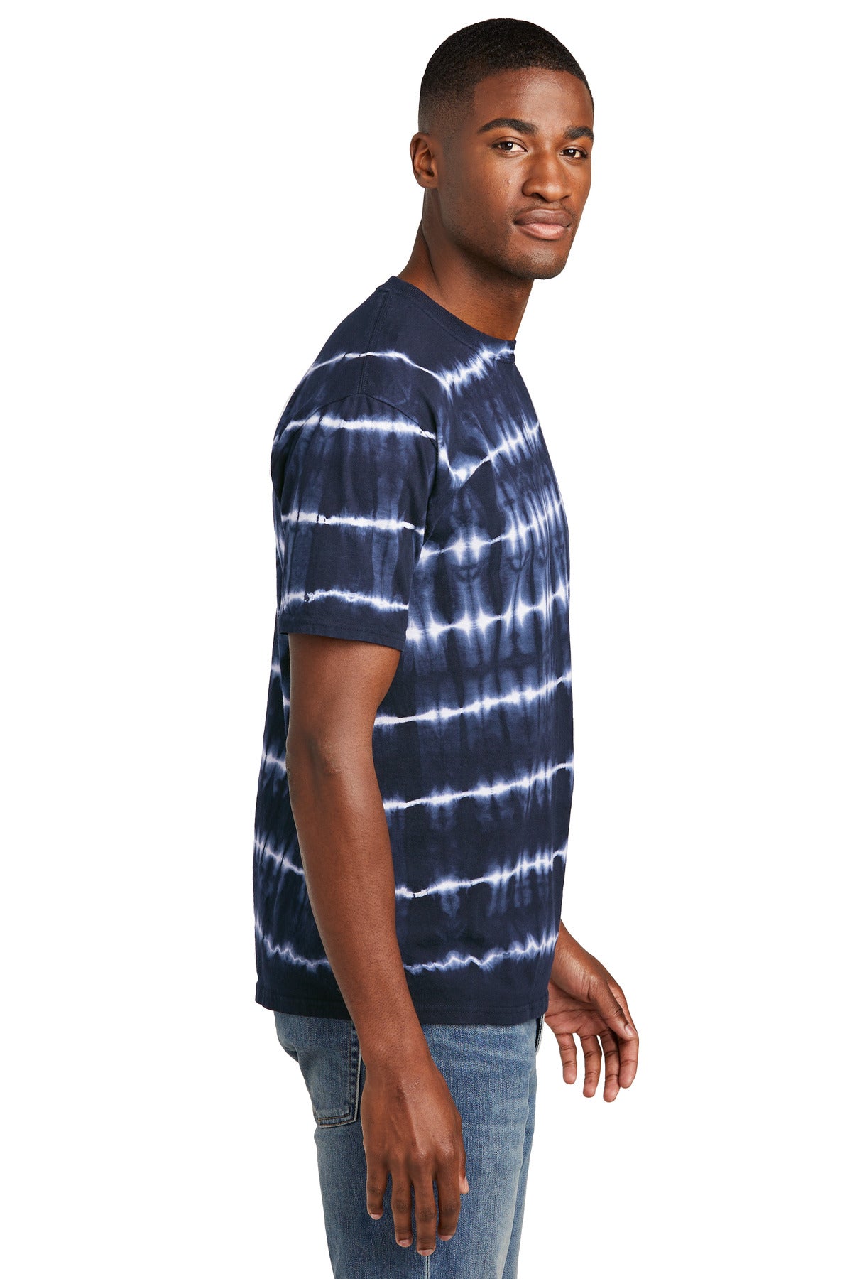 TrNv/White Port & Company Allover Stripe Tie-Dye Tee PC142