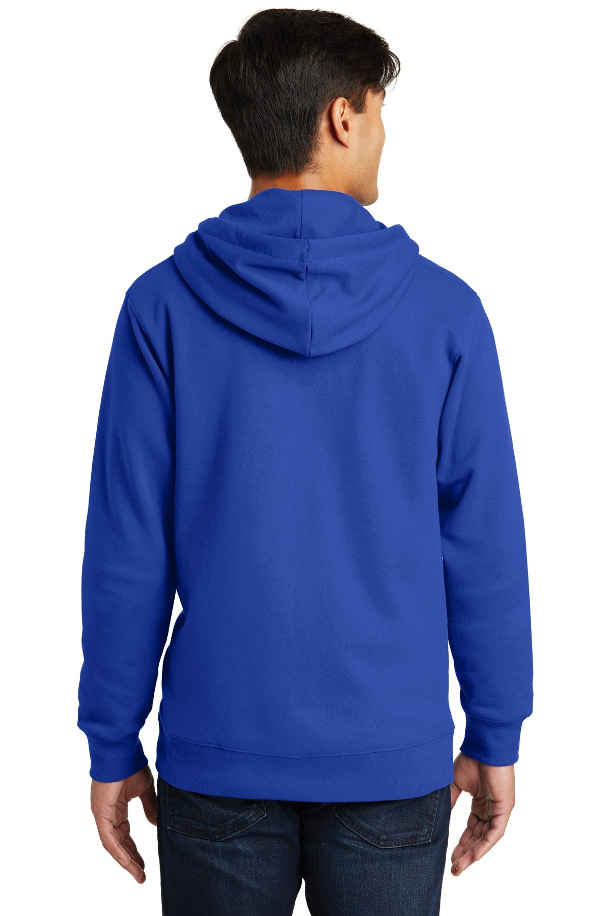 True Royal Port & Company Fan Favorite Fleece Full-Zip Hooded Sweatshirt. PC850ZH