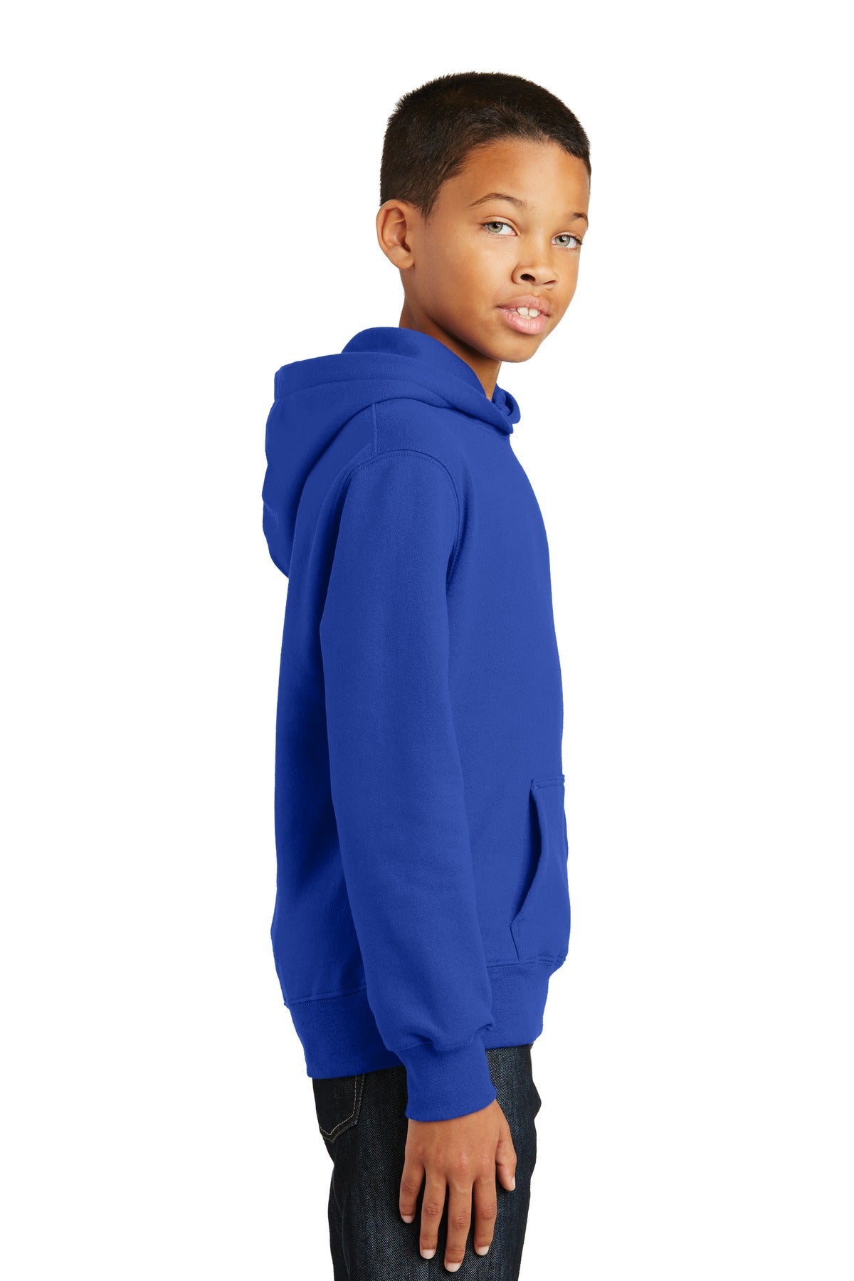 True Royal Port & Company Youth Fan Favorite Fleece Pullover Hooded Sweatshirt. PC850YH