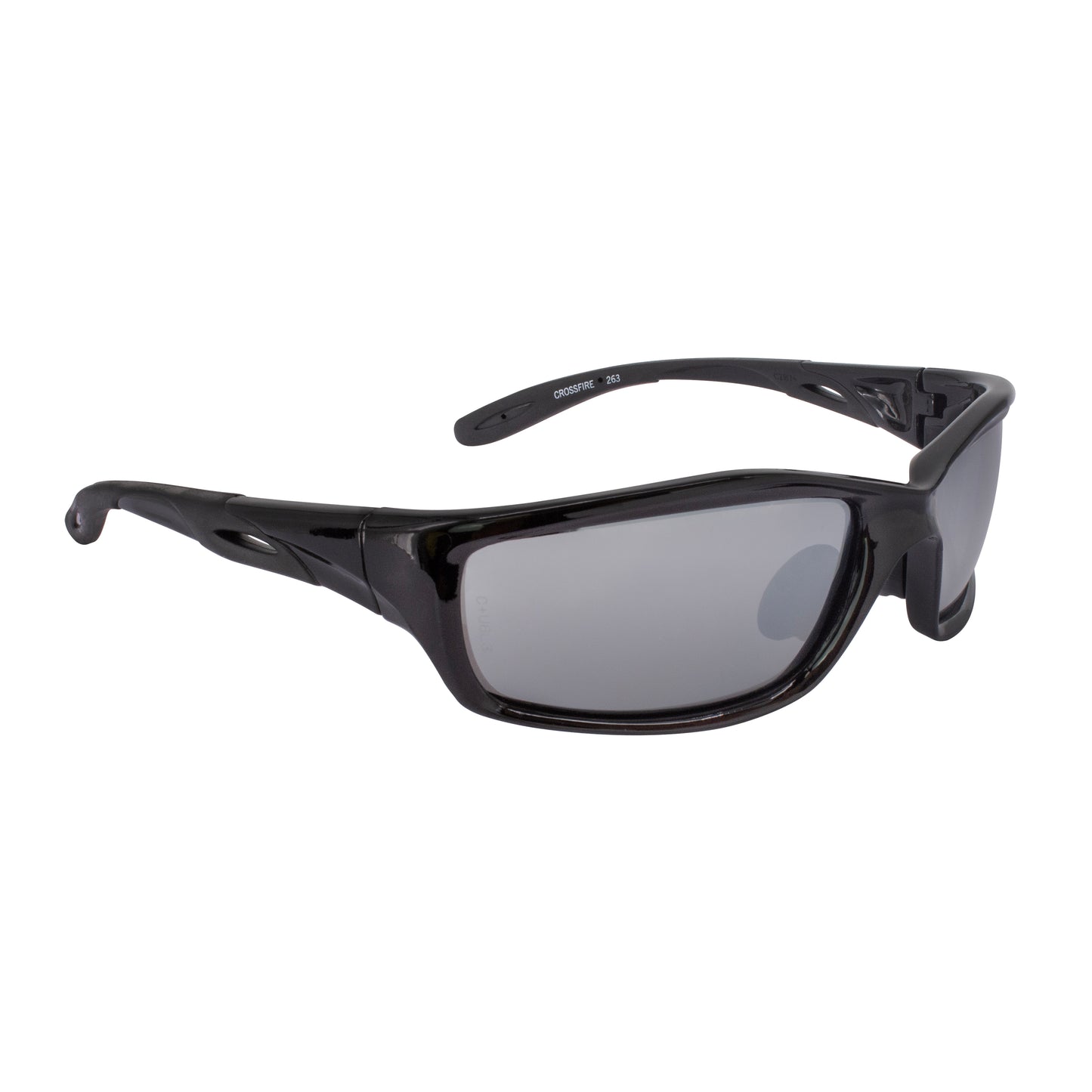 Infinity Premium Safety Eyewear - Shiny Black Frame - Silver Mirror Lens