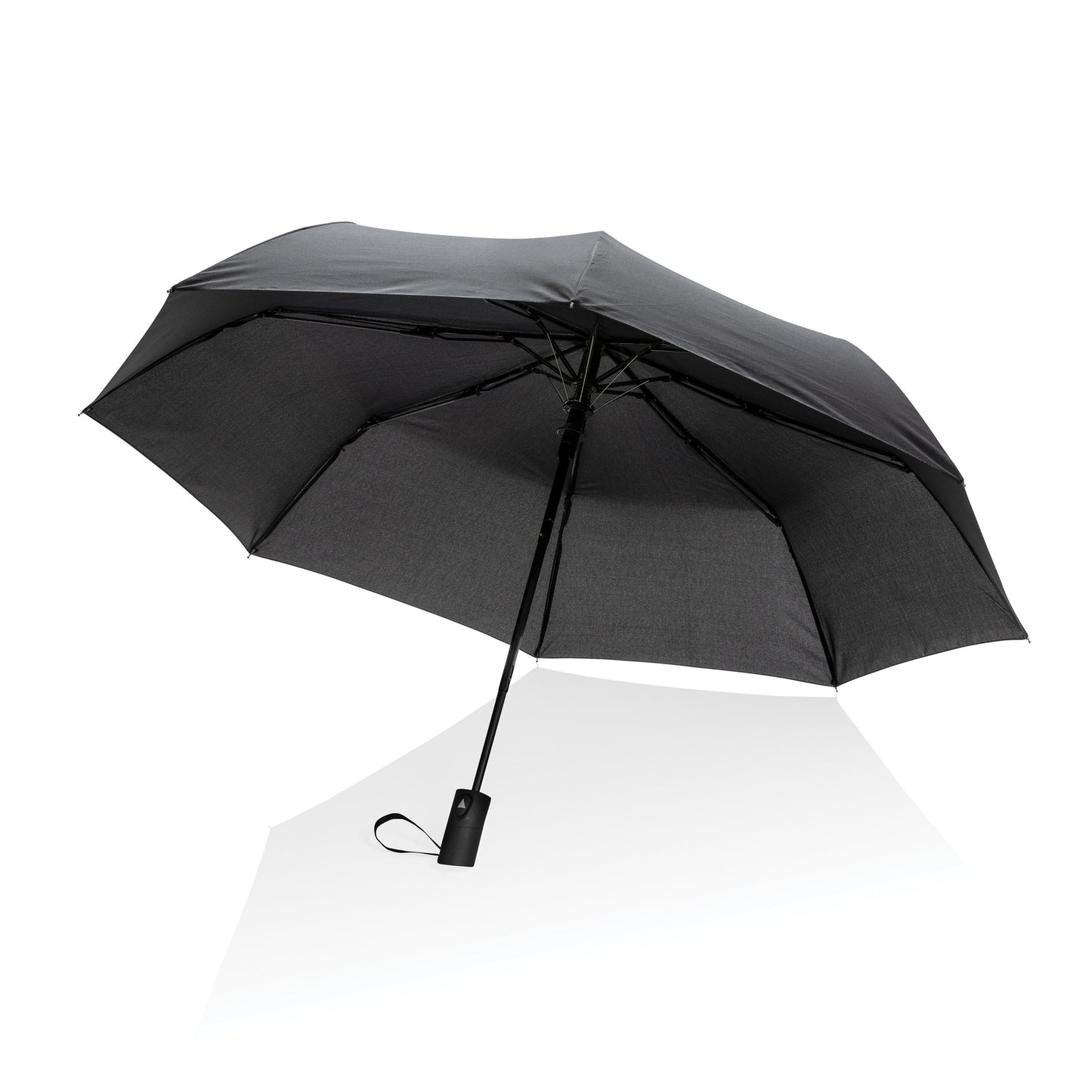 Black 21" Impact AWARE™ RPET 190T Mini Auto Open Umbrella