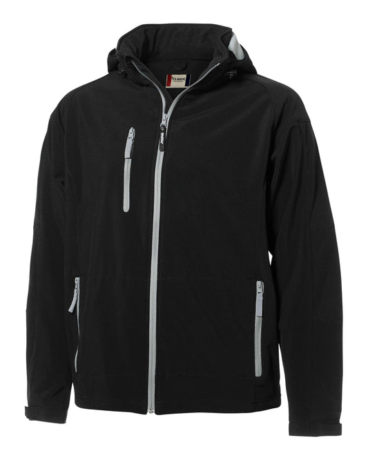 Clique Serac Stretch Softshell Hooded Full Zip Mens Jacket