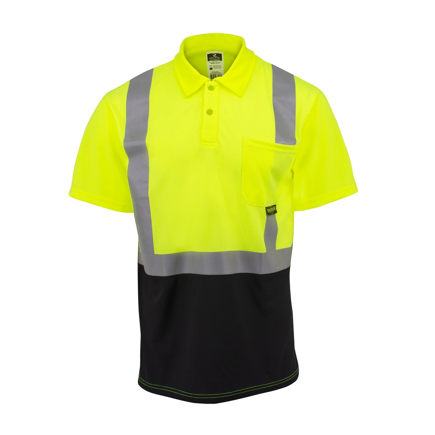 ST12B Class 2 High Visibility Color Blocked Safety Short Sleeve Polo Shirt - Green - Size 2X