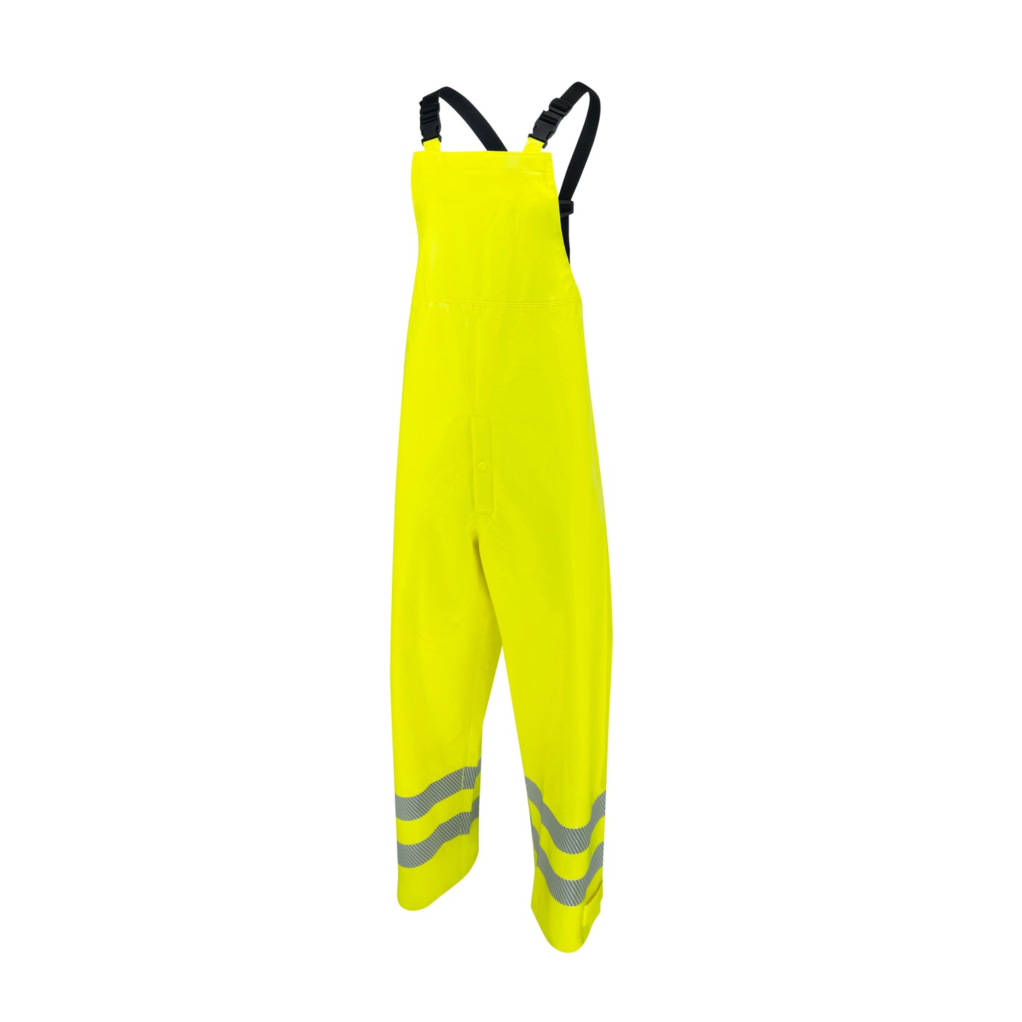 RW08B Class E Self-Extinguishing Rain Bib with Safety Fly - Lime - Size XL