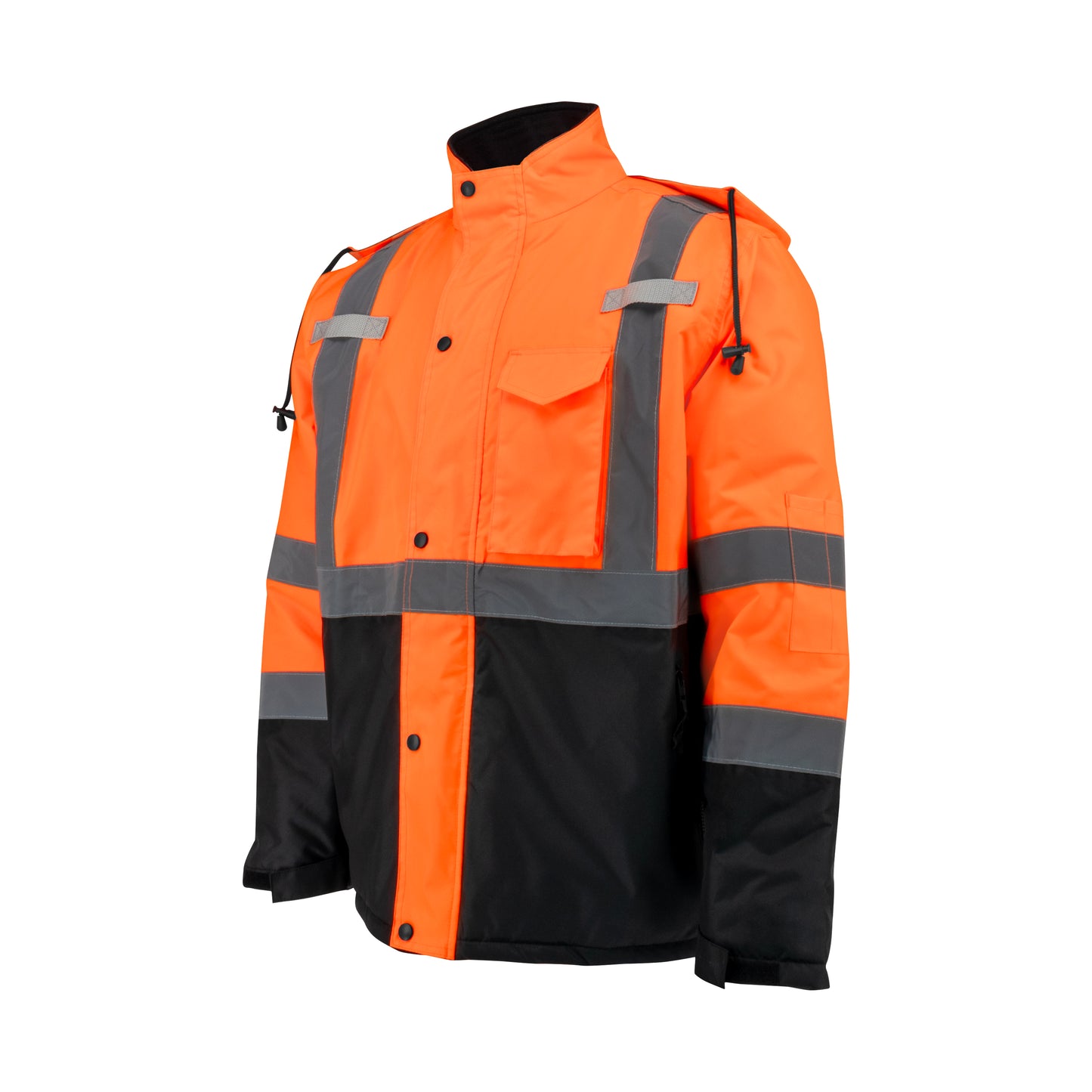 SJ411QB Class 3 Economy Parka with Quilted Lining - Hi-Vis Orange / Black - Size XL
