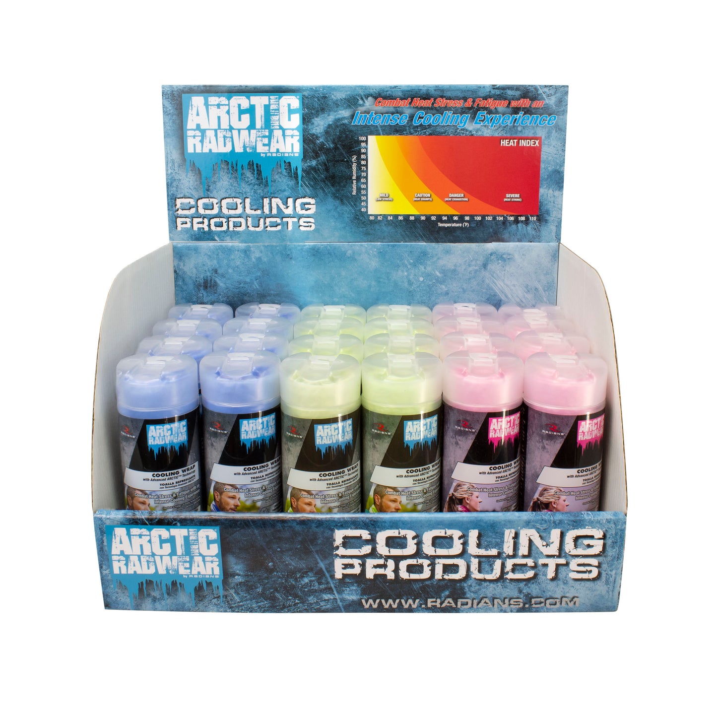 Arctic Radwear® Cooling Wrap Counter Display - 24 Blue