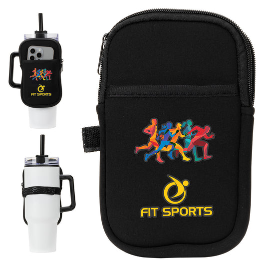 Black Cup Caddy Zippered Pouch for Large Mugs