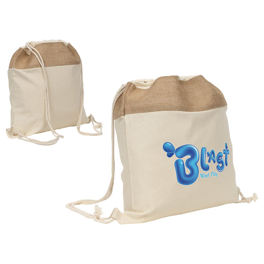 Natural Savanna Jute & Recycled Cotton Drawstring Backpack