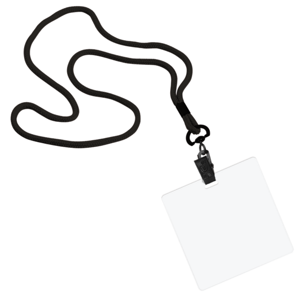 1/8" Polyester Cord Lanyard with Bulldog Clip and 3 1/2"x3 1/2" ID Badge