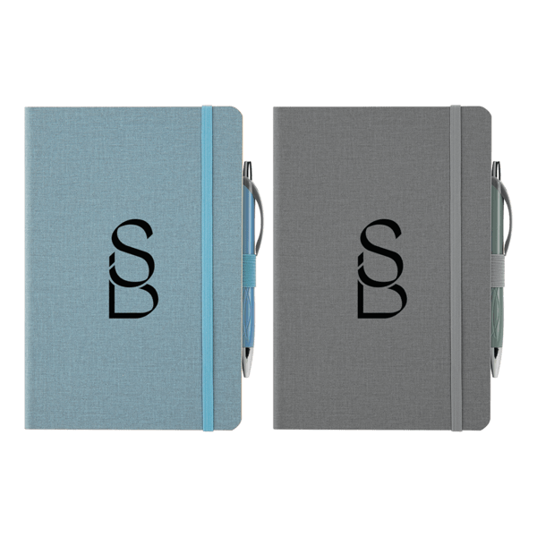 Crosshatch PU Notebook With Pen