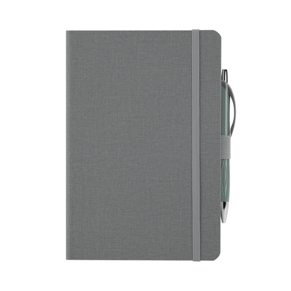 Crosshatch PU Notebook With Pen
