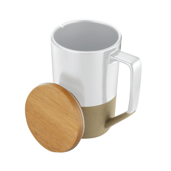 Rochester 15oz Two-Tone Ceramic Mug w/Wood Lid